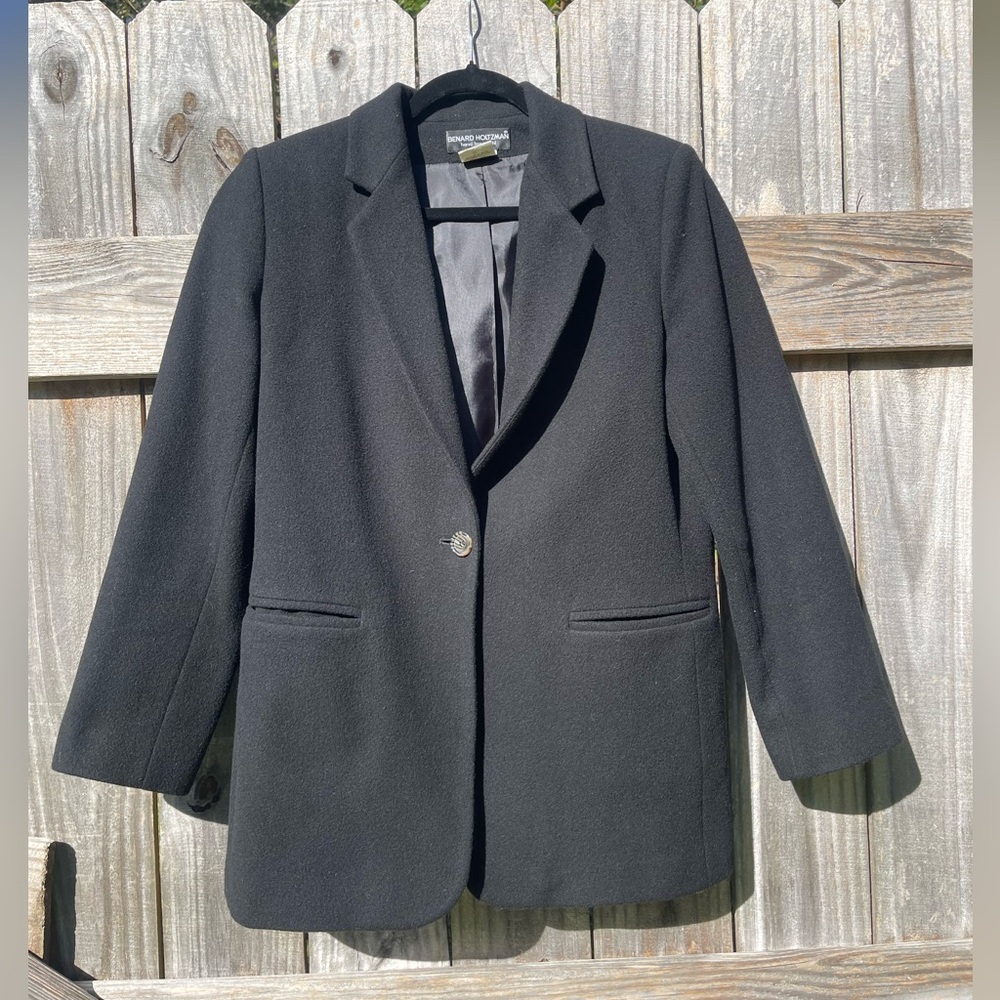 Benard Holtzman Harve Benard Ltd Wool Cashmere Blend Classic Black Blazer Size 8
